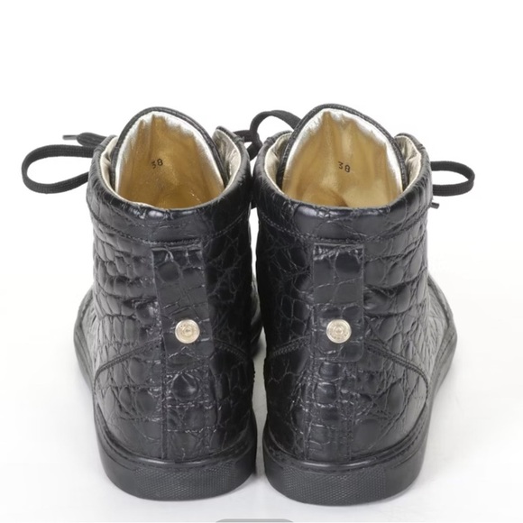 DSQUARED2 Black Croc-Embossed High-Top Sneakers. Italian leather. EU 38 - Picture 4 of 8